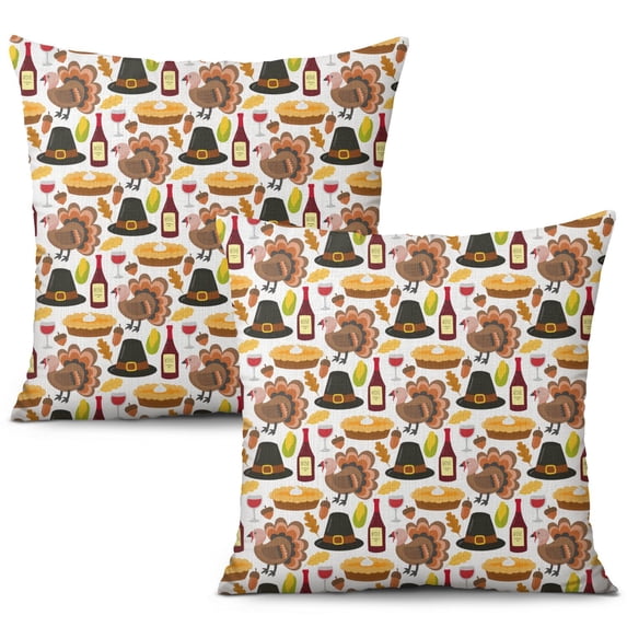 Set of 2 Halloween Linen Pillow Covers - Cute Ghost and Pumpkin Illustration Throw Covers 16x16 inch throw pillow case Halloween gifts to friends,family