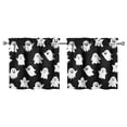 thumbnail image 1 of Set of 2 Halloween Tier Curtains with Ghost and Pumpkin Artwork, Gothic Semi-Sheer Kitchen Window Treatment Panels 27.5x24in(70x60cm) Kitchen Curtains, 1 of 4