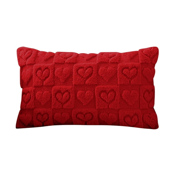 Set of 2 Heart Love Cute Pink Decorative Valentines Throw Pillow Covers 18x18,Soft Plush Faux Fur Pillow Covers for Couch Sofa Home Valentines Day Decoration