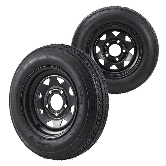 Set of 2 Heavy Duty 4.80-12 Trailer Tires with 12" Rims,6PR Load Range C – 5 Lug on 4.5" Bolt Design – Multi-Purpose for Lawn Mower, Tractor, Boat – 4.80-12 6PR 5-Hole Assembly Wheel