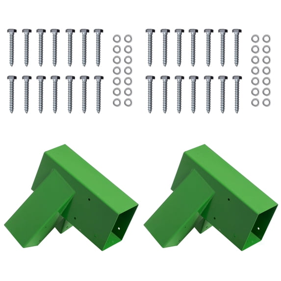Set of 2 Heavy-Duty Durable and Rust Resistant Steel A-Frame End Swing Brackets for Backyard Playground Set Wooden Swing - Includes Mounting Hardware for Easy DIY Installation, Green