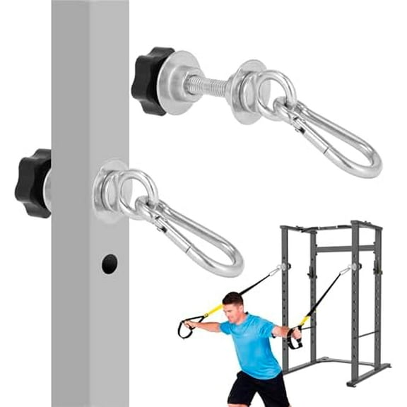 Set of 2 Heavy-Duty Stainless Steel Power Rack Attachments with Quick-Connect Buckles, Fits 2" x 2" or 3" x 3" Racks with 1/2" or 1" Holes, Wobble-Free and Secure Fit$$Sport & Recreation Other