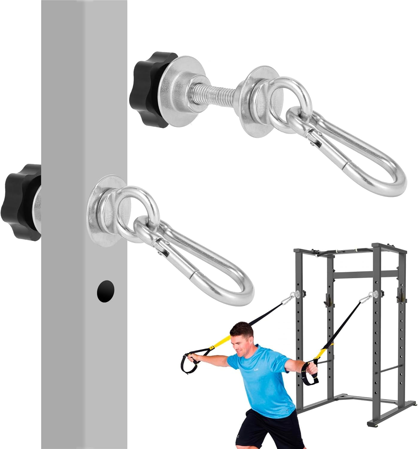 Set of 2 Heavy-Duty Stainless Steel Power Rack Attachments with Quick ...