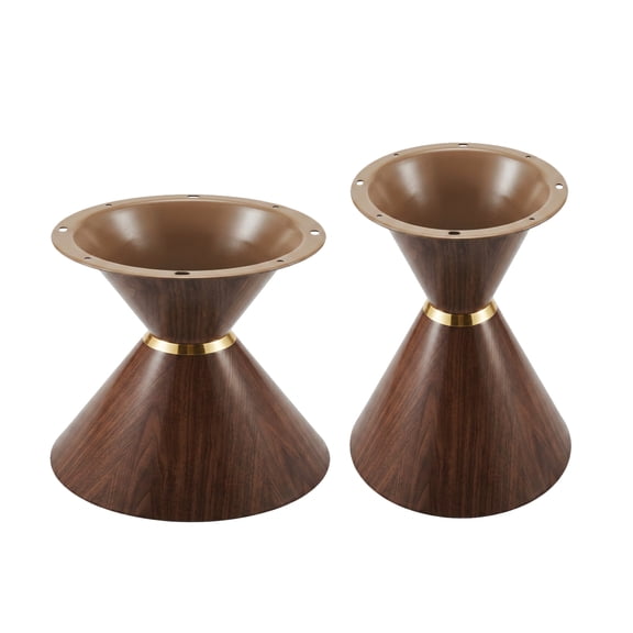 Set of 2 Hourglass Carbon Steel Coffee Table Bases, Walnut Heat Transfer Grain Finish, 16" & 19.6" Height Nesting Table Legs, Heavy Duty Pedestal Table Supports Max 80lbs for DIY Side End Table