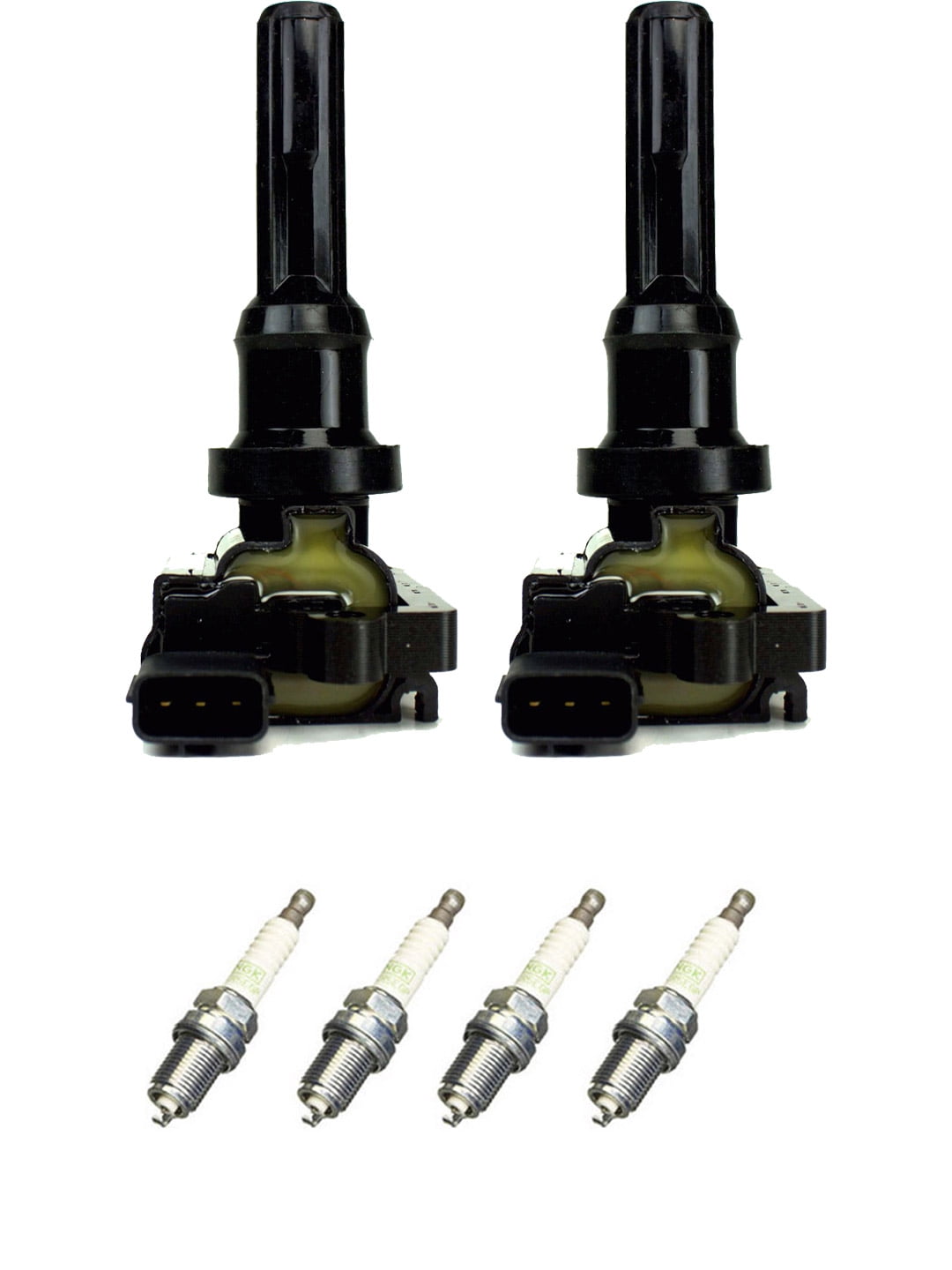 Set of 2 ISA Ignition Coils and 4 NGK Spark Plugs Compatible with 2005
