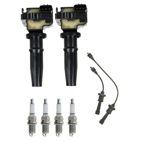 Set of 2 ISA Ignition Coils Pack 4 Spark Plugs 2 Wire Set For Hyundai Kia 2001-2006 Santa Fe Magentis Optima 1999 2000 2001 2002 2003 2004 2005 Sonata 2.4L Replacement for UF285 AP3924 4683