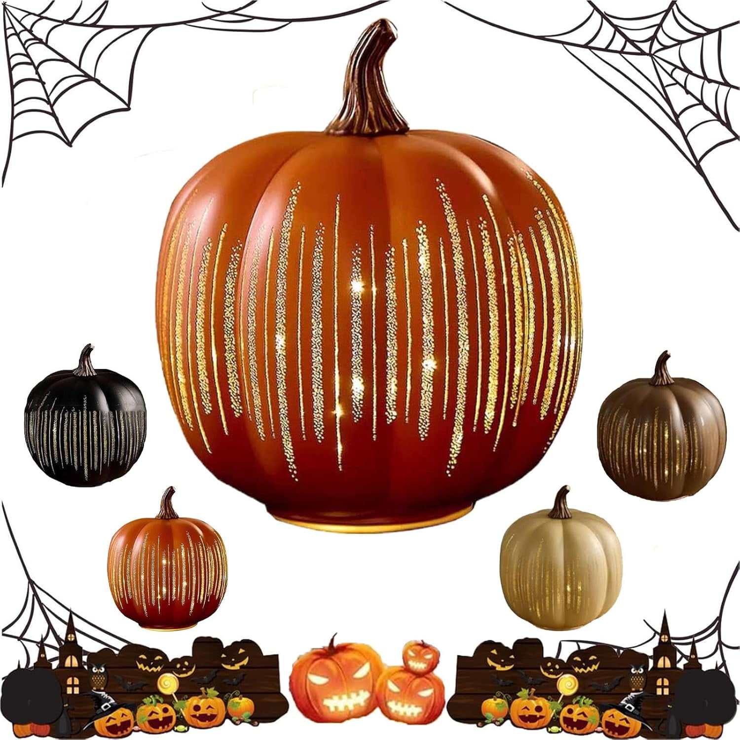 Mark Feldstein, Peanuts It's The Great Pumpkin LED Flameless Halloween Lantern, Orange, 9.5 Inch