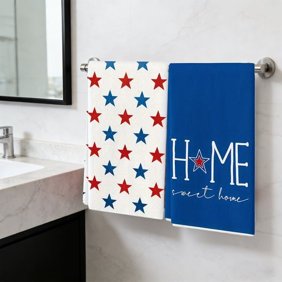 Set of 2 Independence Day Kitchen Towels, Patriotic Themed Absorbent Dish Towels and Hand Towels, Decorative Tea Towels for Cooking Baking, Holiday Table Decor(C)