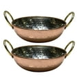 thumbnail image 1 of Set of 2 Indian Authentic Hammered Copper Serve ware Kadai Vegetable Dinner Bowl with Solid Brass Handle for Indian Food Serving Bowls for Cereal, Soup, Cooked Food Party Serve ware, Serving Dishes, 1 of 6