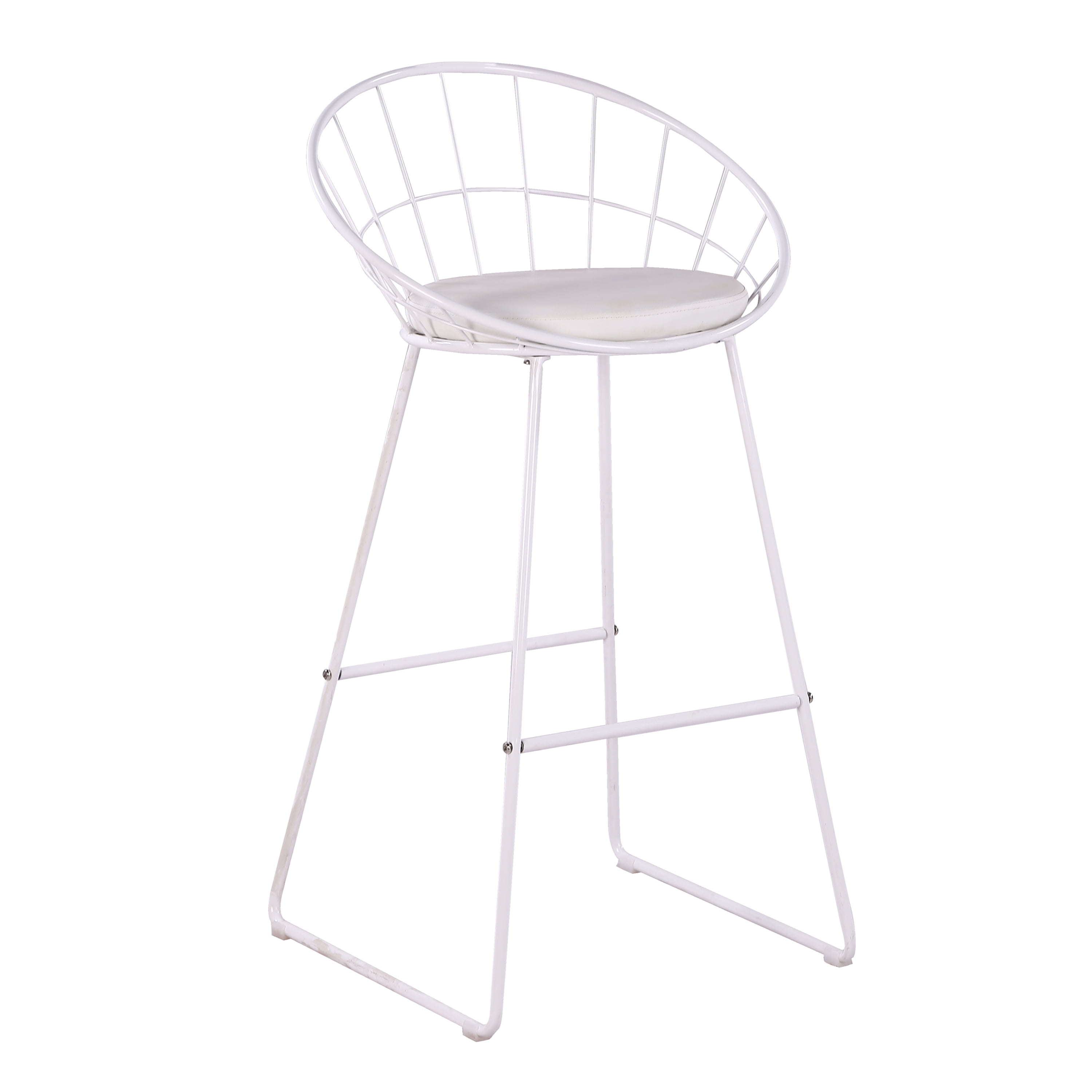 Set of 2 Industrial Bar Stools, Curved Hollow Metal Frame Counter Height Bar Stools with Waterproof Faux Leather Padded Seat, Rubber Floor Protectors for Kitchen Island Home Bar Dining