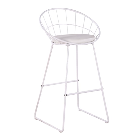 Set of 2 Industrial Bar Stools, Curved Hollow Metal Frame Counter Height Bar Stools with Waterproof Faux Leather Padded Seat, Rubber Floor Protectors for Kitchen Island Home Bar Dining