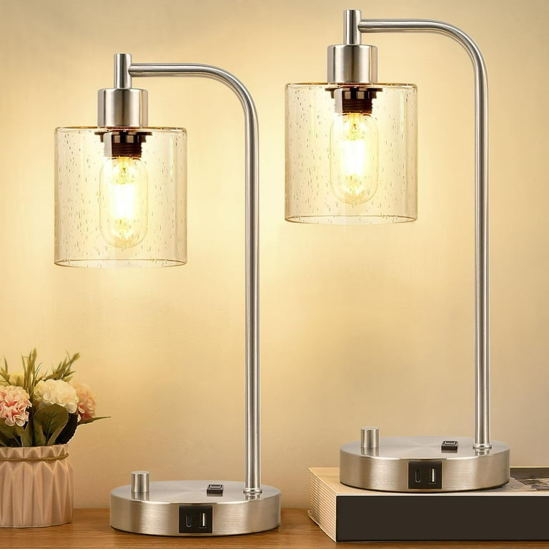 Set of Industrial Table Lamps with USB Port, Fully Stepless