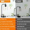 thumbnail image 1 of Set of 2 Industrial Touch Control Table Lamps with 2 USB Ports and AC Outlet - 3-Way Dimmable Black Bedside Lamps Nightstand Desk Lamps for Bedroom Living Room, Glass Shade & 2 LED Bulbs Included, 1 of 8