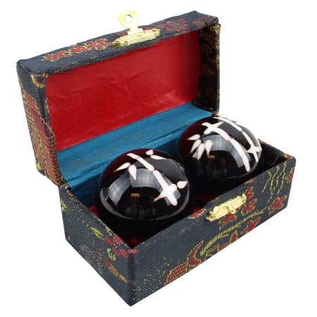 Set 2 Iron Balls Bamboo Design Hand Stress Relief Exercise Finger Health Therapy C12469