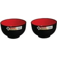 thumbnail image 1 of Set of 2 Japanese Large Ramen Bowls – 38oz Pho Udon Noodle and Cereal Bowls – Black and Red Lacquer Plastic – Microwave & Dishwasher Safe – Made in Japan, 1 of 3