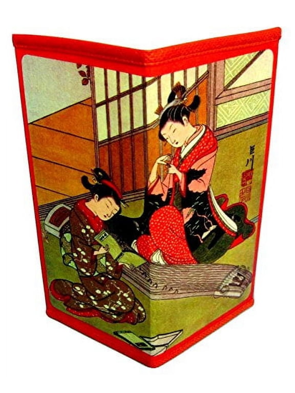 Set/2 Japanese Rice Paper Wallet/Checkbook Cover 2 Young Ladies Design Gift Box Included