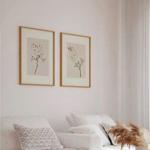 Set of 2 Kōkichi Tsunoi Flower Prints, Two Oriental Plant Poster, Cherry Blossom Painting, Vintage Japanese Botanical Drawing Wall Art No13, Stretched Canvas