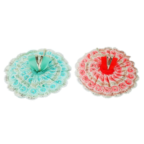 Set of 2 Laddu Gopal Dress Cloth Bhagwan Poshak of God Bal Gopal Kanha Kanhaiya Dev Vastra for Metal Idol Statue for Indian Holi Festival(Size:-3-5 No.Dia-10")(Pink.Green)