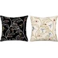 thumbnail image 1 of Set of 2 Ladybug Leaf Birds Pillow Covers 18x18 Inch Spring Trees Leaves Hummingbird Throw Pillow Cases Spring Summer Farmhouse Decoration Cushion Cover Cotton Linen, Black White, 1 of 6
