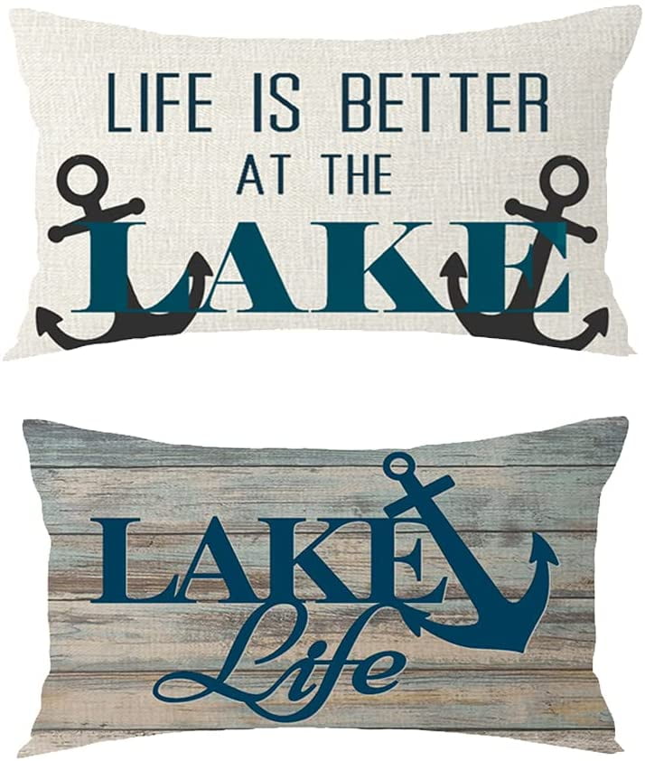 Set of 2 Lake Life Life is Better at The Lake Best Gift Lumbar