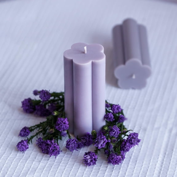 Set of 2 Lavender Scented Pillar Candles | Scented Candles for Home Decor | Pillar Candles Decoration Dinner Wedding Party Candles Perfect Candles for Home Decor - Church-Spa Candle, Restaurant