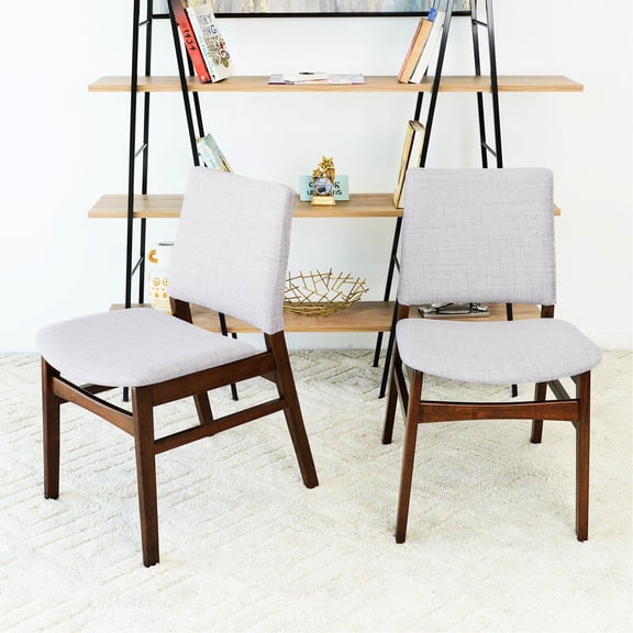 Set of 2 Light Gray Mid-Century Dining Chairs | Ideal for Dining Room Gatherings | Foam Filled and Solid Wood Frame | Simplify the Process of Assembly and Cleaning