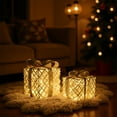 thumbnail image 1 of Set of 2 Lighted Box, Pre-Lit Festive Boxes w/ LED Lights, Detachable Bows & Sparkling Crystals, Indoor Outdoor Rope-Woven Present Boxes for Yard, Home, 1 of 6