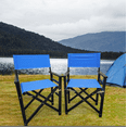 thumbnail image 1 of Set of 2 Lightweight Camping Lawn Chairs, Folding Artist Chair with Wood Frame & Canvas, Portable Canvas Director Chair for Picnic Beach Camping Event Backyard Barbecue, Blue, 1 of 8