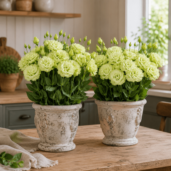 Set 2 Lisianthus Celeb Green II Plugs, Lisianthus Thornless Roses Seedling, Eustoma Flower, Well-Rooted Starter Plugs, 2-4 Inch Tall