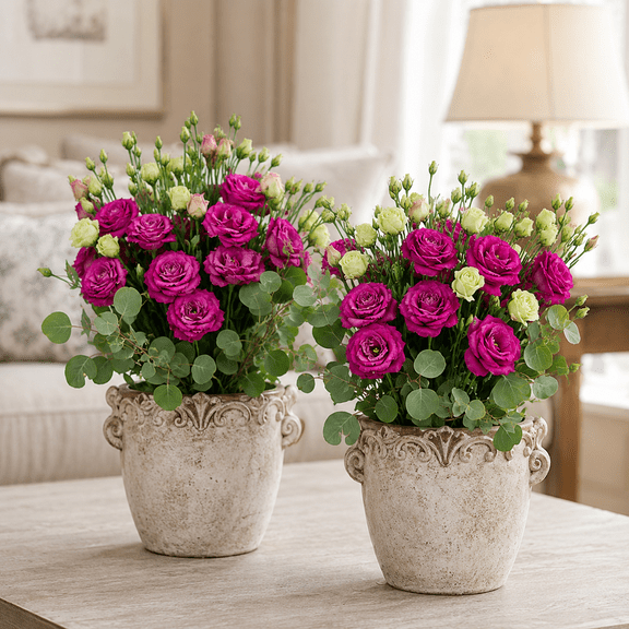 Set 2 Lisianthus Voyage Deep Rose II Plug, Lisianthus Thornless Roses Seedling, Eustoma Flower, Well-Rooted Starter Plugs, 2-4 Inch Tall