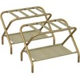 thumbnail image 1 of Set of 2 Luggage Racks for Guest Room, Gold Folding Suitcase Stand with Fabric Shelf, Steel Portable Luggage Stand Bedroom, Hotel, Easy Assembly, Hold up to 110 lb, Bronze, 1 of 12