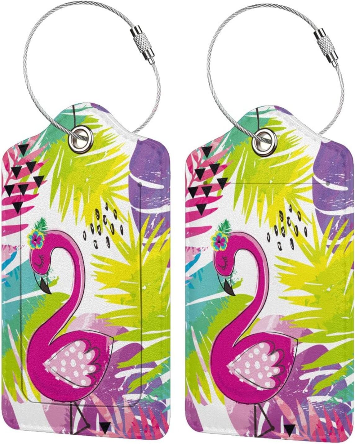 Set of 2 Luggage Tag for Suitcase, Cute Unique Leather Baggage Tags Identifiers Privacy Cover Id