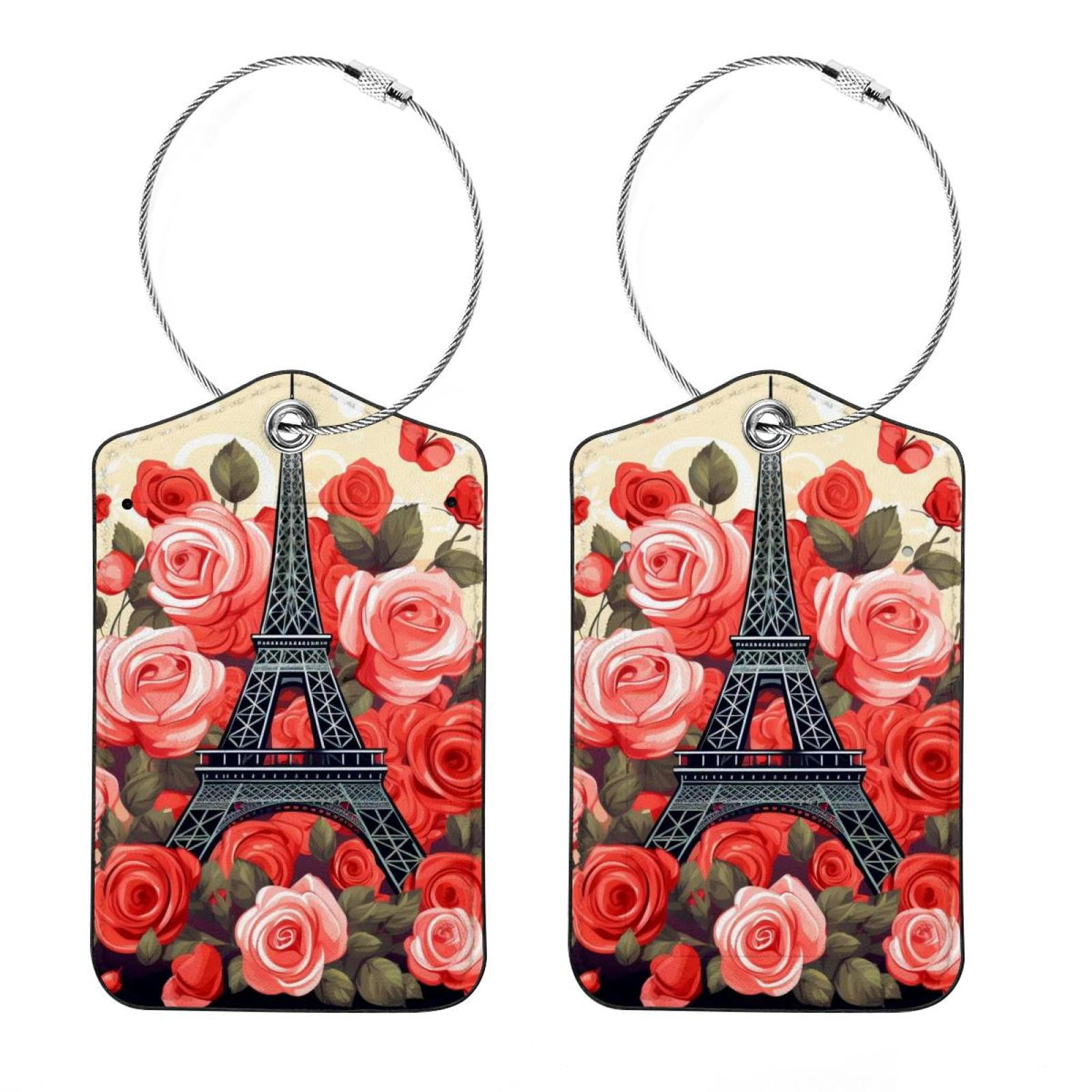 Set of 2 Luggage Tag for Suitcase, Unique Leather Baggage Tags Identifiers Privacy Cover Id