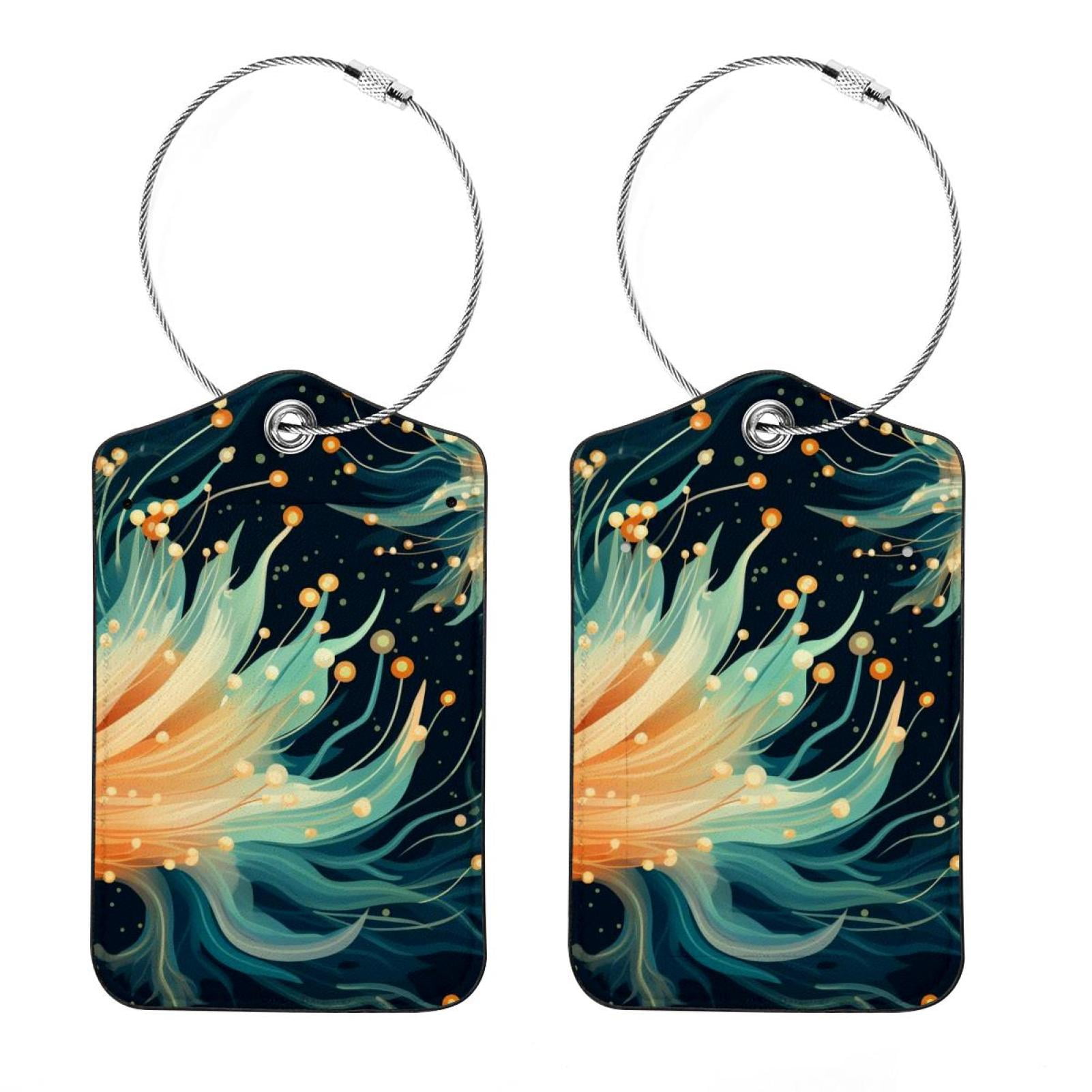 Set of 2 Luggage Tag for Suitcase, Unique Leather Baggage Tags Identifiers Privacy Cover Id