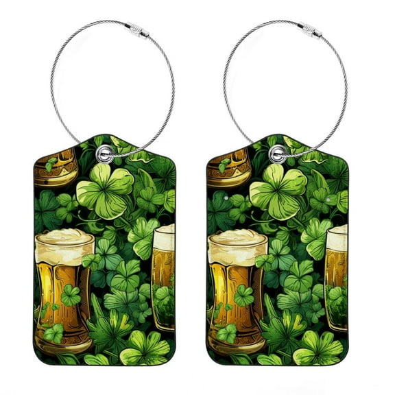 Set of 2 Luggage Tag for Suitcase, Unique Leather Baggage Tags Identifiers Privacy Cover Id Label with Stainless Steel Loop for Women Men Kids Girls, St. Parikh's Day