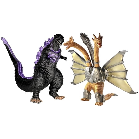 Set of 2 Mecha King Ghidorah vs Legendary Sega Shin Monster Dinosaur (Radiation Heat Rays Version) Toy Action Figures, Movable Joints Movie Series Soft Vinyl, Carry Bag