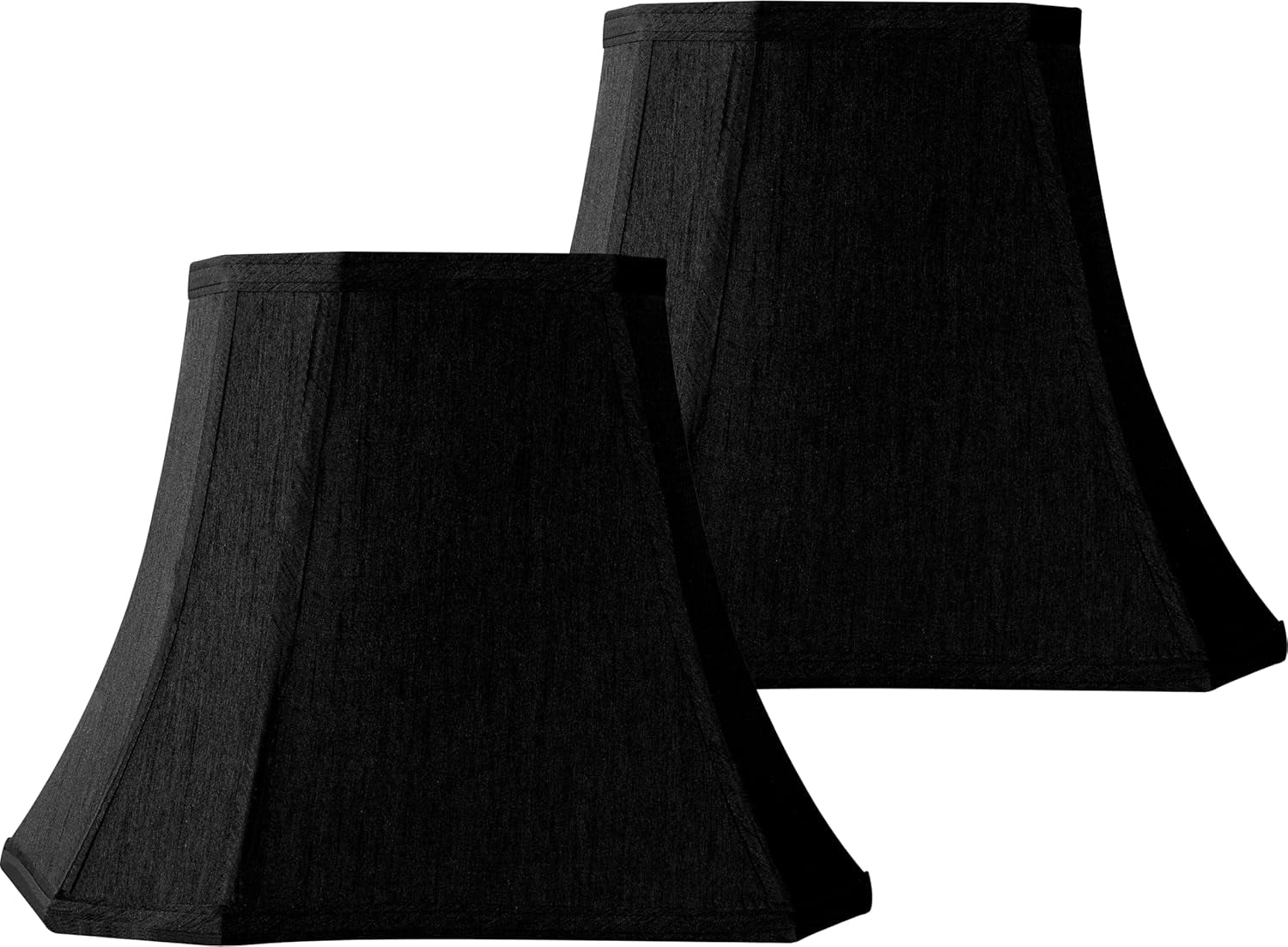 Set of 2 Medium Black Rectangular Lamp Shade for Floor Lamps and Table Lamp,8x14x11"(Spider) Natural Faux Silk Square Lampshade Replacement,Vintage Shade Cut Corner Transitional Easy Assembly