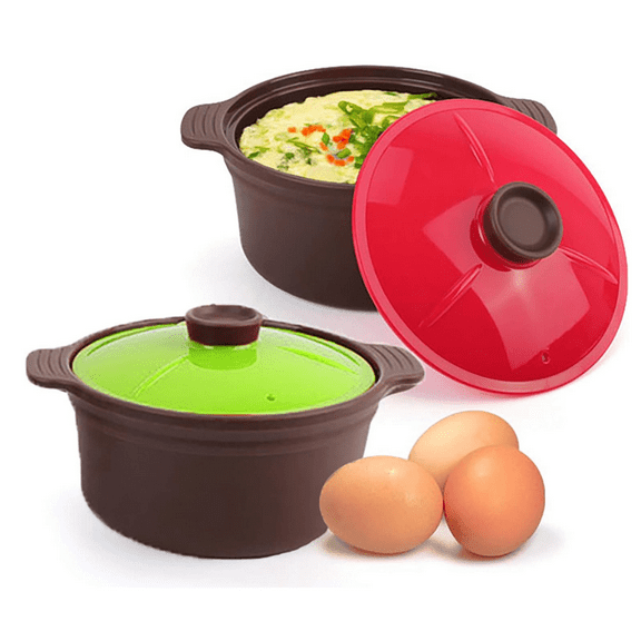 ( Set of 2 ) Microwave Silicone Food Steamer with Handle & Lid | Microwave, Dishwasher & Oven Safe up to 482 °F | Easy to Clean | Made in Korea (20.3 Fl Oz (600ml, 2.5 Cups))