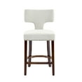 thumbnail image 1 of Set of 2 Mid Century Modern Counter Height Bar Stools, Beige Linen Upholstered Accent Chairs with Curved Copper Nail Backrest, Solid Wood Frame, Dining Room Kitchen Seating, 1 of 17