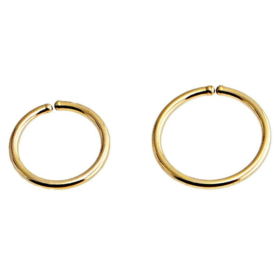 Set of 2 Mismatched Single Hoop Earrings Cartilage Nose Septum Ear Helix Tragus Piercing Jewelry for Women Hypoallergenic Thin Tiny (5-6mm Set of 2 Mismatched Single Earrings, 14K Yellow Gold Filled)