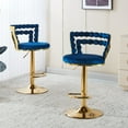 thumbnail image 1 of Set of 2 Modern Bar Chair with Golden Color Iron Tube Legs, Soft Cushions and Comfortable Backrest, Suitable for Dining Room, Living Room, Cafe, Bar Stool (Blue), 1 of 8