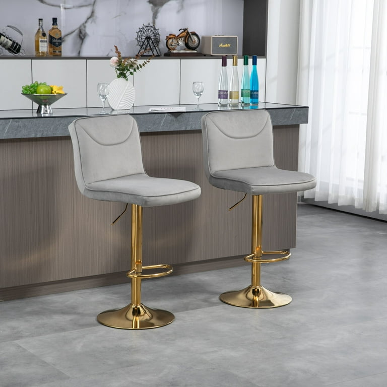 Set of Modern Bar Stools, 360° Swivel Bar Chair with Back and