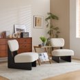 thumbnail image 1 of Set of 2 Modern Beige Lounge Chair Set with Polyester Upholstery & Sturdy Black Wood Base - Ergonomic Comfort Design for Living Room Bedroom or Office Use, 1 of 9