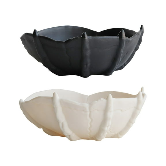 Set of 2 Modern Decorative Ceramic Bowls, Unique Leaf Shape, Black and White, for Home, Kitchen, Living Room, Table Centerpiece, Fruit, Snack, or Candy Display, Elegant Minimalist Design