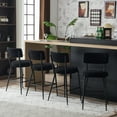 thumbnail image 1 of Set of 2 Modern Teddy Fabric Bar Stools, Metal Base Upholstered High Stool, Stylish and Comfortable Island Seatingwith Black Legs for Kitchen/Dining/Living Room, Black, 1 of 9