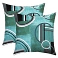 thumbnail image 1 of Set of 2 Modern Turquoise Decor Throw Pillow Covers 22x22 Inch for Bed Couch,Geometric Striped Pillow Covers,Mid Century Cushion Covers,Grunge Oil Painting Artwork Decorative Pillow Covers,Teal, 1 of 7