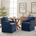 thumbnail image 1 of VKNOW Set of 2 Upholstered Dining Chairs with Rolling Casters and Armrests for Kitchen and Dining Room,Blue, 1 of 13