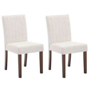 Set of 2 Modern Upholstered Dining Chairs, Parsons Style High Back with Soft Linen Fabric & Sturdy Wood Legs – Comfortable Seating for Dining Room, Kitchen or Cafe
