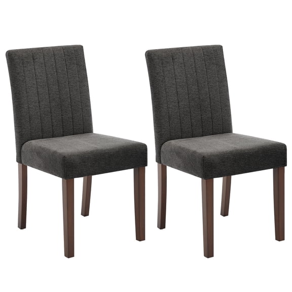 Set of 2 Modern Upholstered Dining Chairs, Parsons Style High Back with Soft Linen Fabric & Sturdy Wood Legs – Comfortable Seating for Dining Room, Kitchen or Cafe