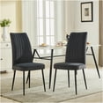 thumbnail image 1 of Set of 2 Modern Velvet Dining Chairs with Adjustable Footrests, Dark Grey Upholstered Kitchen Side Chairs, Contemporary Iron Frame Accent Chairs for Restaurant and Home Dining, 1 of 9